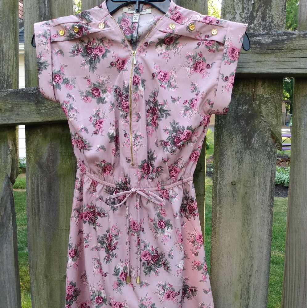 Speed Limit MPH NWT Girls Pink Floral Dress SZ Lrg